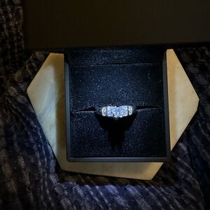 Pristine condition high quality simulated diamond in sterling.